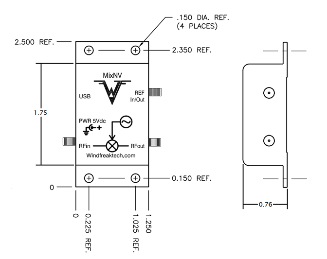 MixNV RF Mixer Mechanical Dimensions